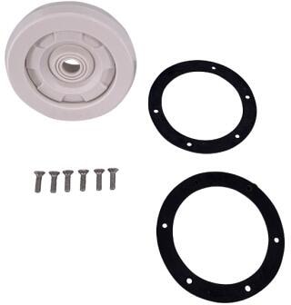 Oku Einlaufdüse mit Blende und Kugel, rund, Ø 112mm, 2" Außengewinde, Kunststoff, weiß