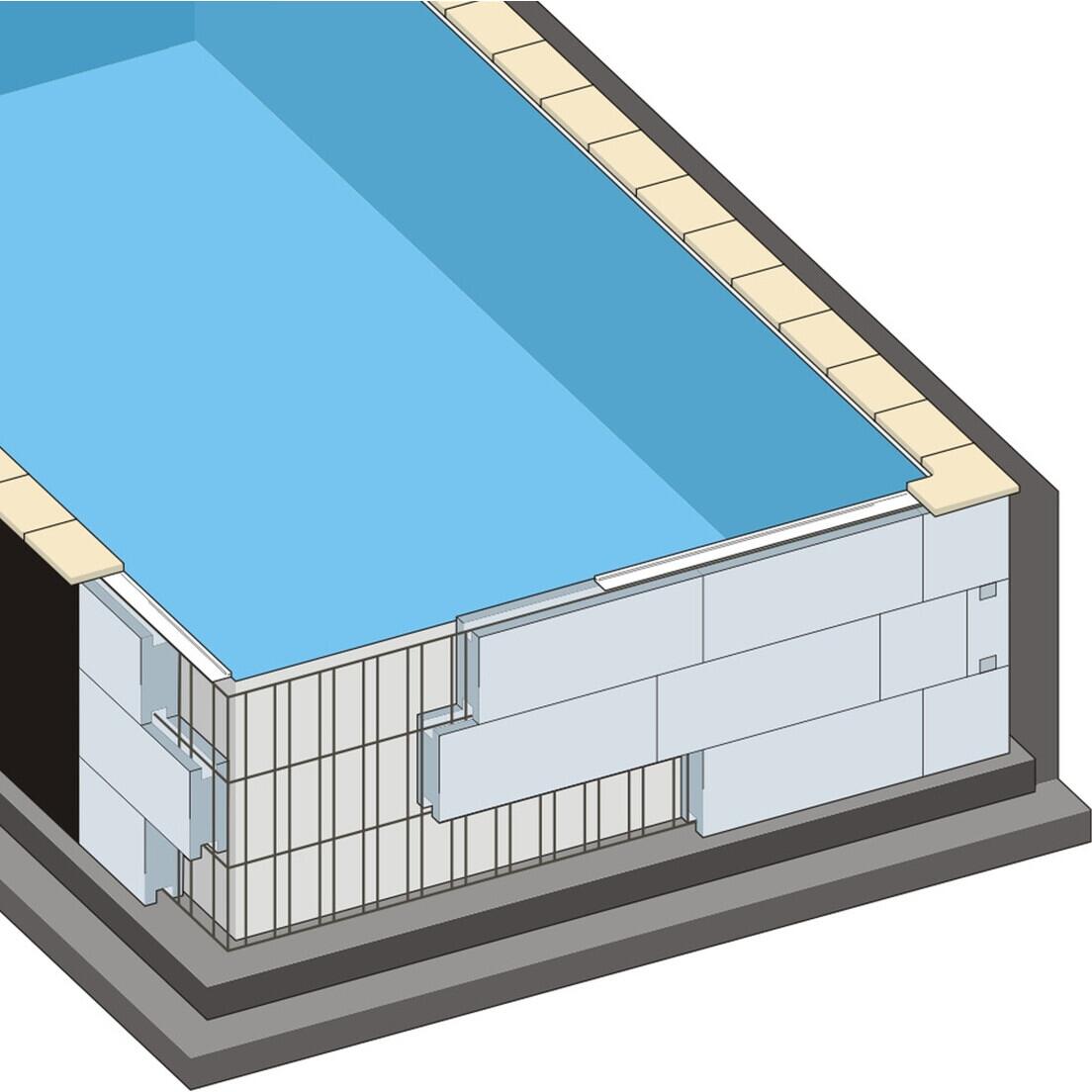 Trend Pool Trendstone Styroporpool Premium Set, 600x300x150cm, rechteckig, EPS40, Innenhülle blau, Treppe Smaragd links, Sandfilteranlage