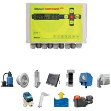Descon command Plus/Plus Eco Elektro-automatische Steuerung Filteranlage, Beleuchtung, Wärmetauscher, Solarheizung, Salzelektrolyse, Dosierpumpe, Abdeckung, Rückspülung, Attraktion, Niveauregulierung, Druckerhöhungspumpe