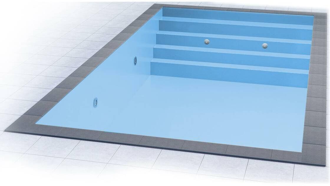 Poolfolie Grandliner Premium für Rechteckbecken mit Treppenausbildung gesamte Breite, 700x350x150cm, hellblau