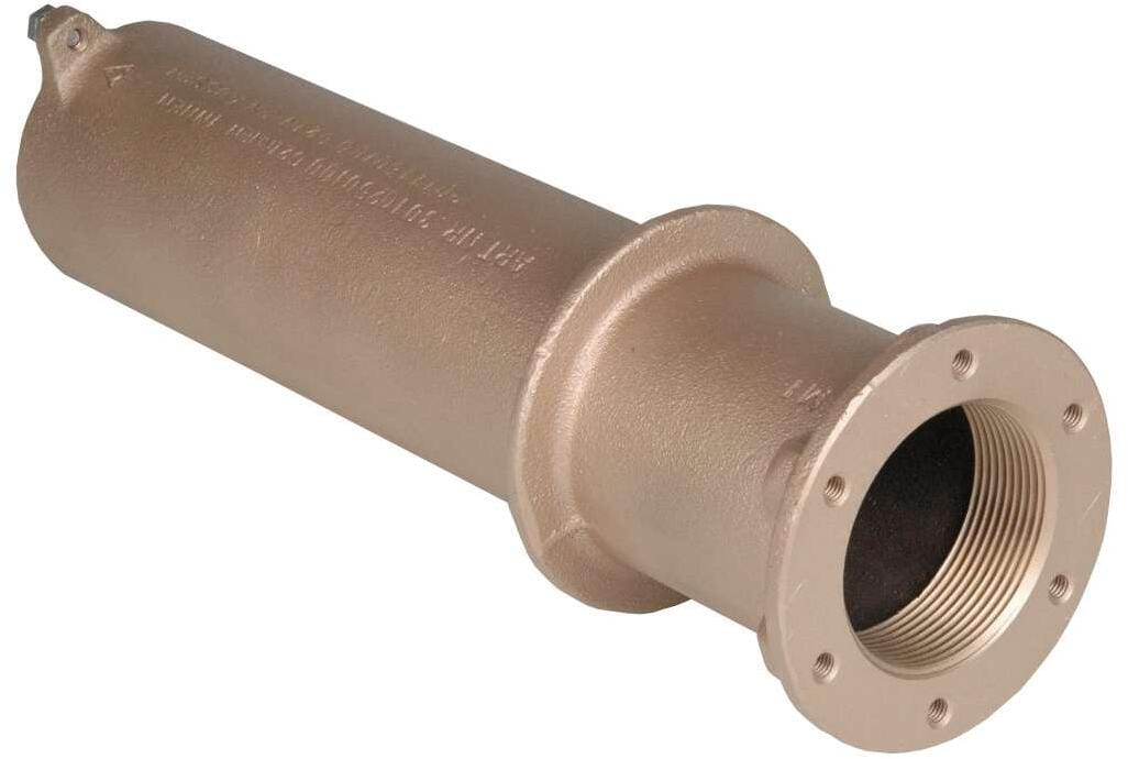 Hugo Lahme Beckenwand-Durchführung für Keramik- und Folienbecken, Anschluss 2"x2", L 300mm, Rotguss