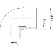 Verbindungsstück I-A Winkel 90°, Klebemuffe/Stutzen Ø 40/50mm - Klebemuffe Ø 50mm, PVC, schwarz