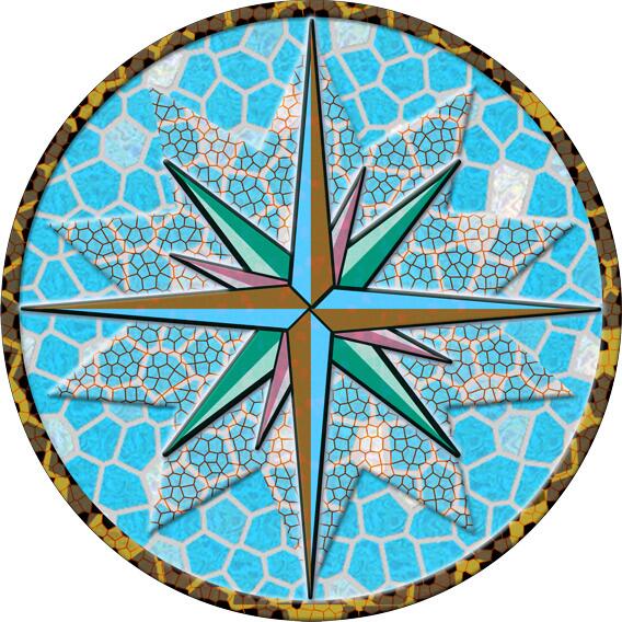 Poolaufkleber Bodenmotiv Dekosticker, Windrose Motiv 12, Größe S, Ø 600mm, Premium