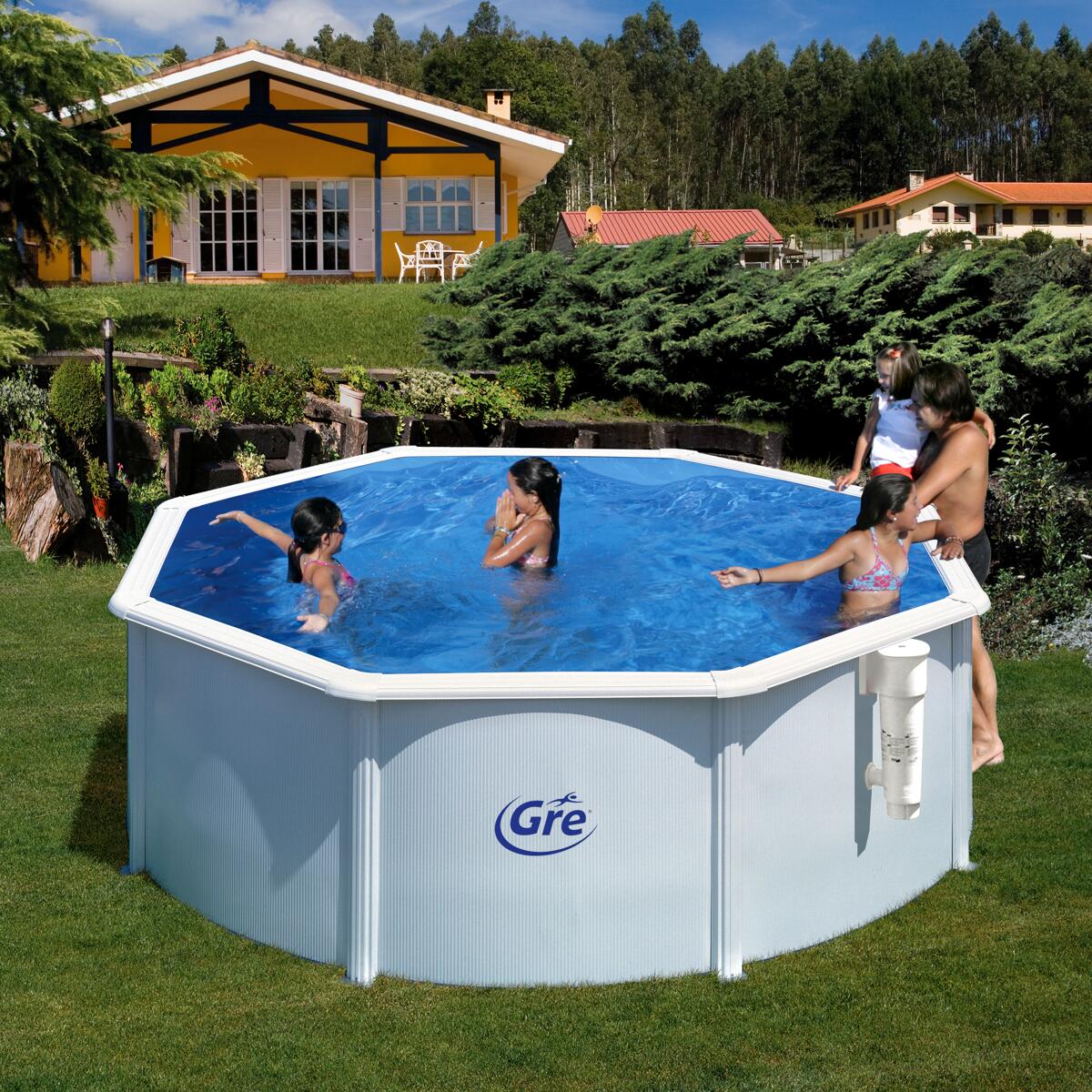 Gre Bora Bora Stahlwand-Pool, Ø 350x120cm, rund, Kartuschenfilter, weiß