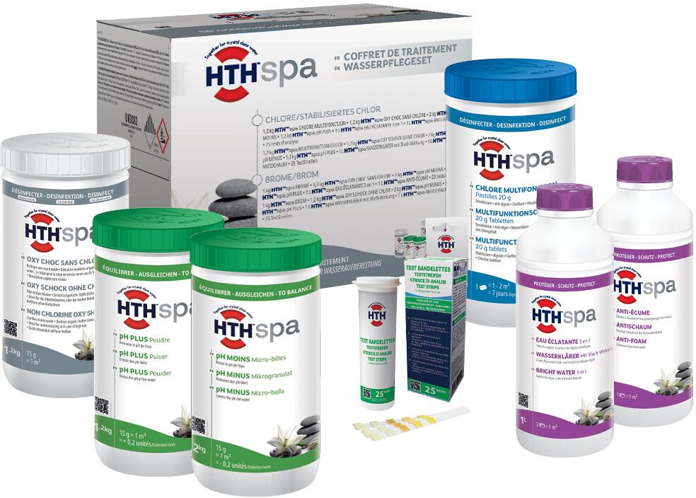hth Spa Kit Chlor Wasserpflegeset Chlor/pH/Teststreifen, 8-teilig