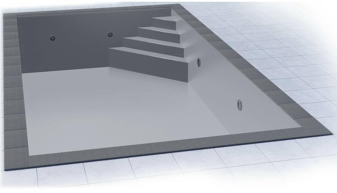 Poolfolie Grandliner Celsius für Rechteckbecken mit Ecktreppenausbildung Oblique rechts, 700x350x150cm, hellgrau