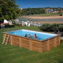 Gre Evora Holzpool Set, 620x420x133cm, rechteckig, Sandfilteranlage