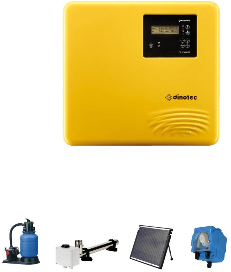 Dinotec Pc Dynamics Wasseraufbereitungssystem Mess-Dosieranlage & Steuerung Filteranlage, Elektroheizung, Solarheizung, Dosierpumpe, 2x Dinodos Easy P