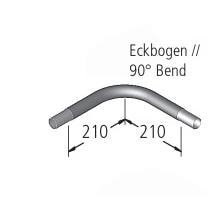 Eichenwald Ideal Eckbogen für Systemhaltestange Handlauf, Steckverbindung, 90°, Ø 35mm, 210x210mm, Edelstahl V4A