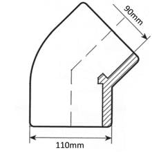 Verbindungsstück Winkel 45°, Klebemuffe - Klebemuffe Ø 90mm, PVC, grau