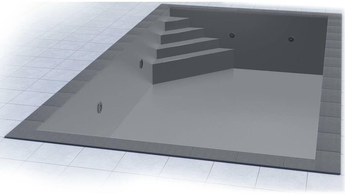 Poolfolie Grandliner Celsius für Rechteckbecken mit Ecktreppenausbildung Oblique links, 800x400x150cm, anthrazit