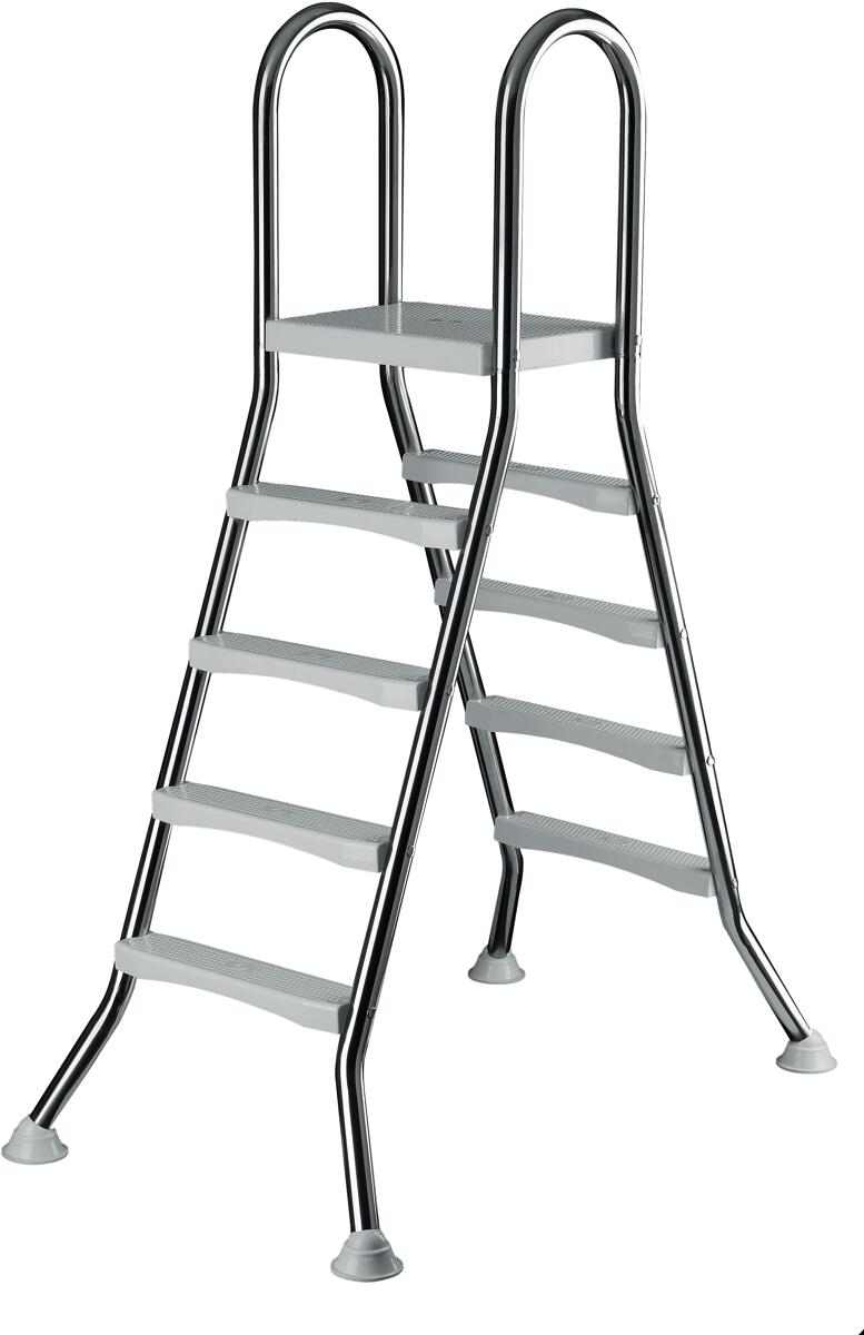 Future Pool E120 Hochbeckenleiter, 4/4 Stufen, Beckenwandhöhe 120cm, Edelstahl/Kunststoff, weiß