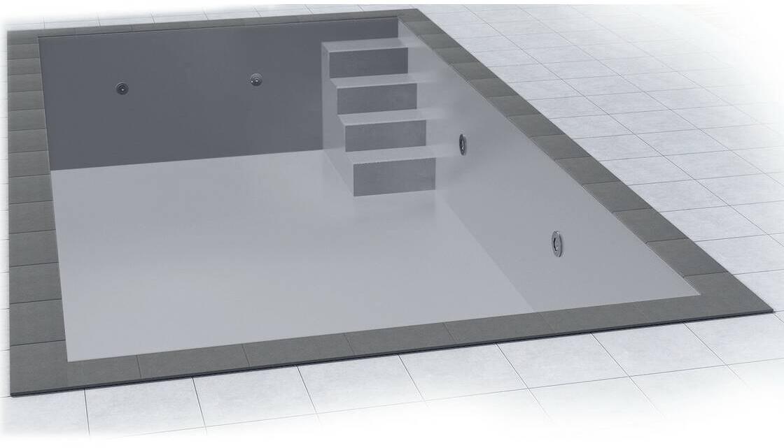 Poolfolie Grandliner Premium für Rechteckbecken mit Ecktreppenausbildung Variofit 78cm rechts, 800x400x150cm, hellgrau