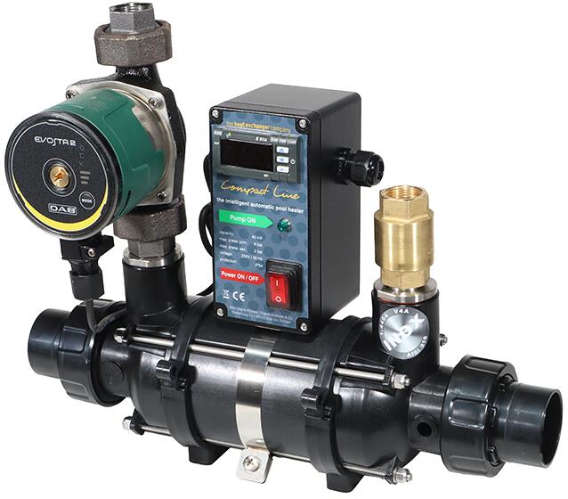 Dapra D-KWT 45 Compact Wärmetauscher mit Zirkulationspumpe, 45kW, Edelstahl, inkl. Regelthermostat