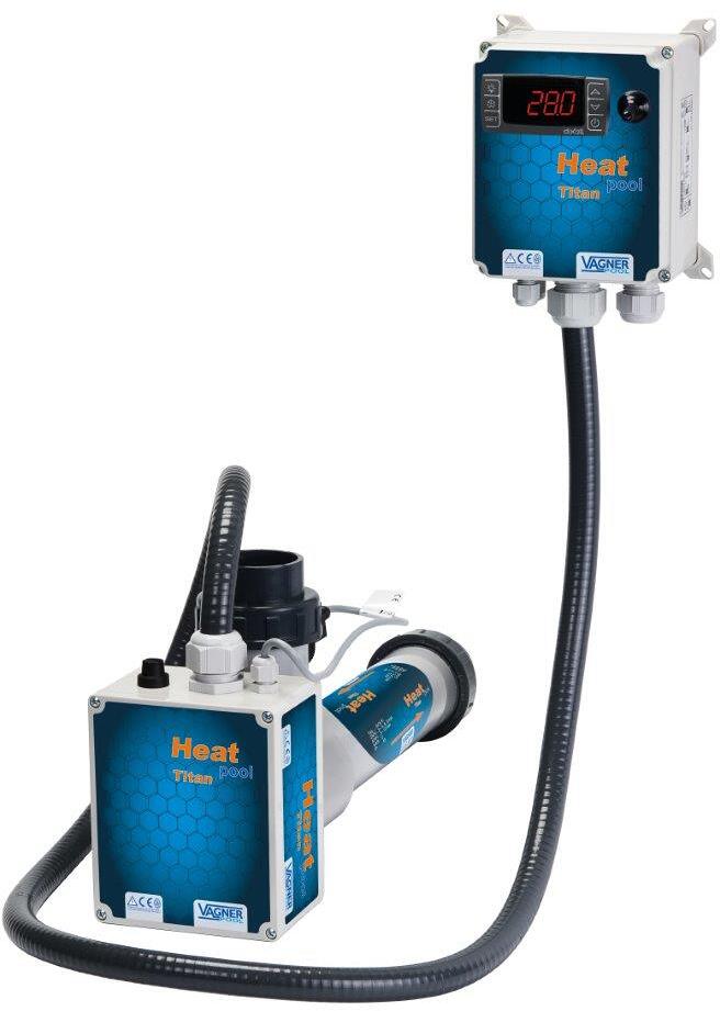 Vagner Pool Heat Pool 12 Elektroheizer inkl. Strömungswächter und Überhitzungsschutz, 12kW, 400V, Titan