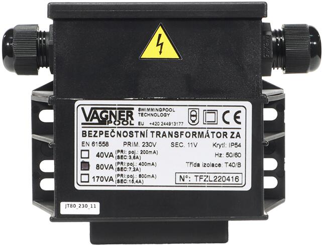 Vagner Pool Sicherheitstransformator für LED-Beleuchtung, gegossen, 230V/12V, 80W