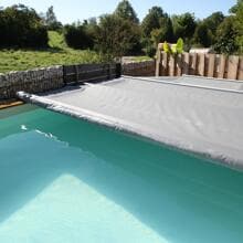 Trend Pool Standard Rollschutzabdeckung Sicherheitsabdeckung Holzpool, rechteckig, Keder, hellgrau