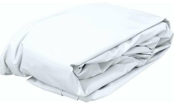 Poolinnenhülle Trendliner rechteckig mit Keilbiese, Treppe Smaragd links, 600x300x150cm, Folienstärke 0,8mm, weiß