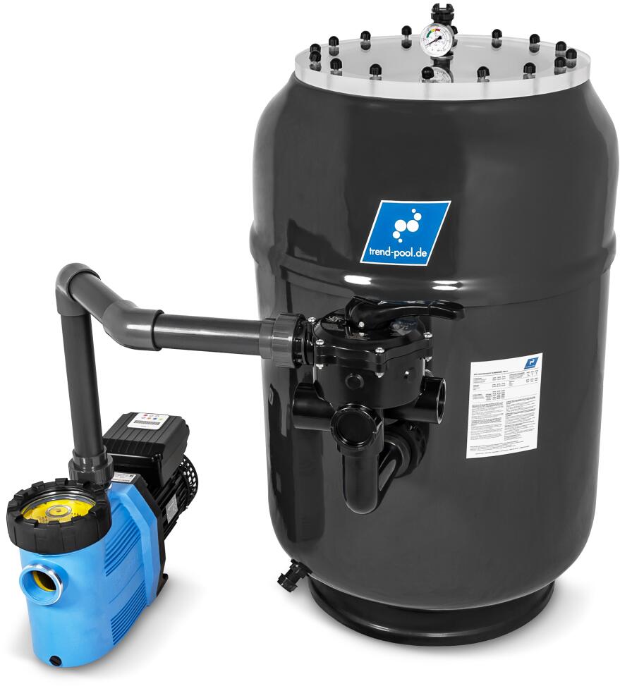 Trend Pool HSF-6 Sandfilteranlage mit Speck Badu Prime Eco VS Pumpe, 28m³/h bei 8m, Ø 760mm, 6-Wege-Ventil, 230V, anthrazit