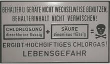 Chemoform Warnschild Gefahrenhinweis-Schild, Chlor/pH, nach GUV 8.15, 300x500mm, gelb