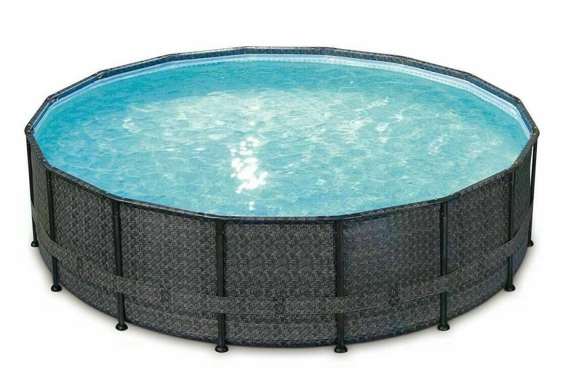Swing Pools Frame Pool, Ø 488x122cm, rund, Rattanoptik, anthrazit