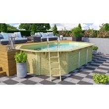 Trend Pool Holz-Pool, 610x400x124cm, achteckig, Langform, Sandfilter, sand