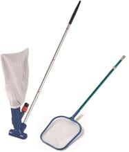 BWT 40662 Pool-Reinigungsset Poolpflege Kescher Schmutzauffangbeutel Aluminiumstange 120cm blau