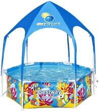 Bestway 5618T Steel Pro Splash-in-Shade Frame Pool, Ø 183x51cm, rund, bunt