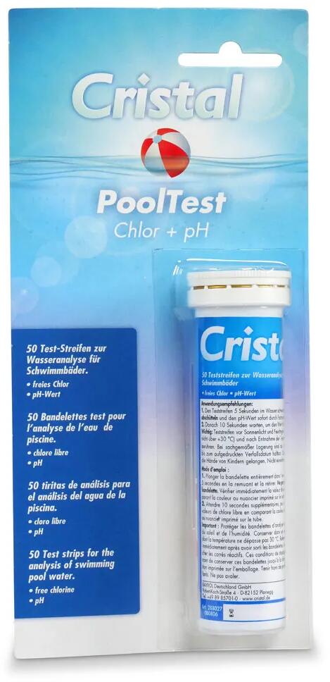 Cristal PoolTest Teststreifen pH/Cl, Dose, 50 Stück