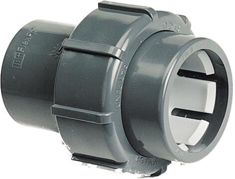 Verbindungsstück Verschraubung, Klemm Ø 50mm - Innengewinde 1 1/2", PVC, grau, mit O-Ring