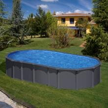 Gre Stahlwand-Pool, oval, Sandfilter, Anthrazitoptik