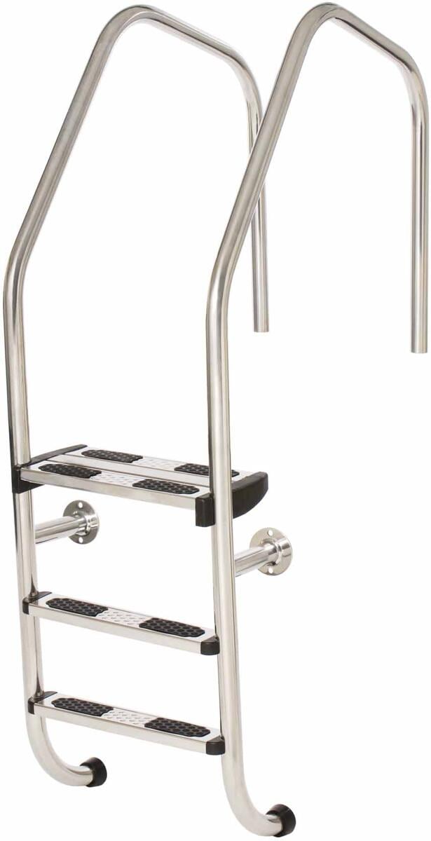 Vagner Pool Einbauleiter Poolleiter mit Doppeltritt, Serie Munich, 4-stufig, Ankerhülsen, AISI 316