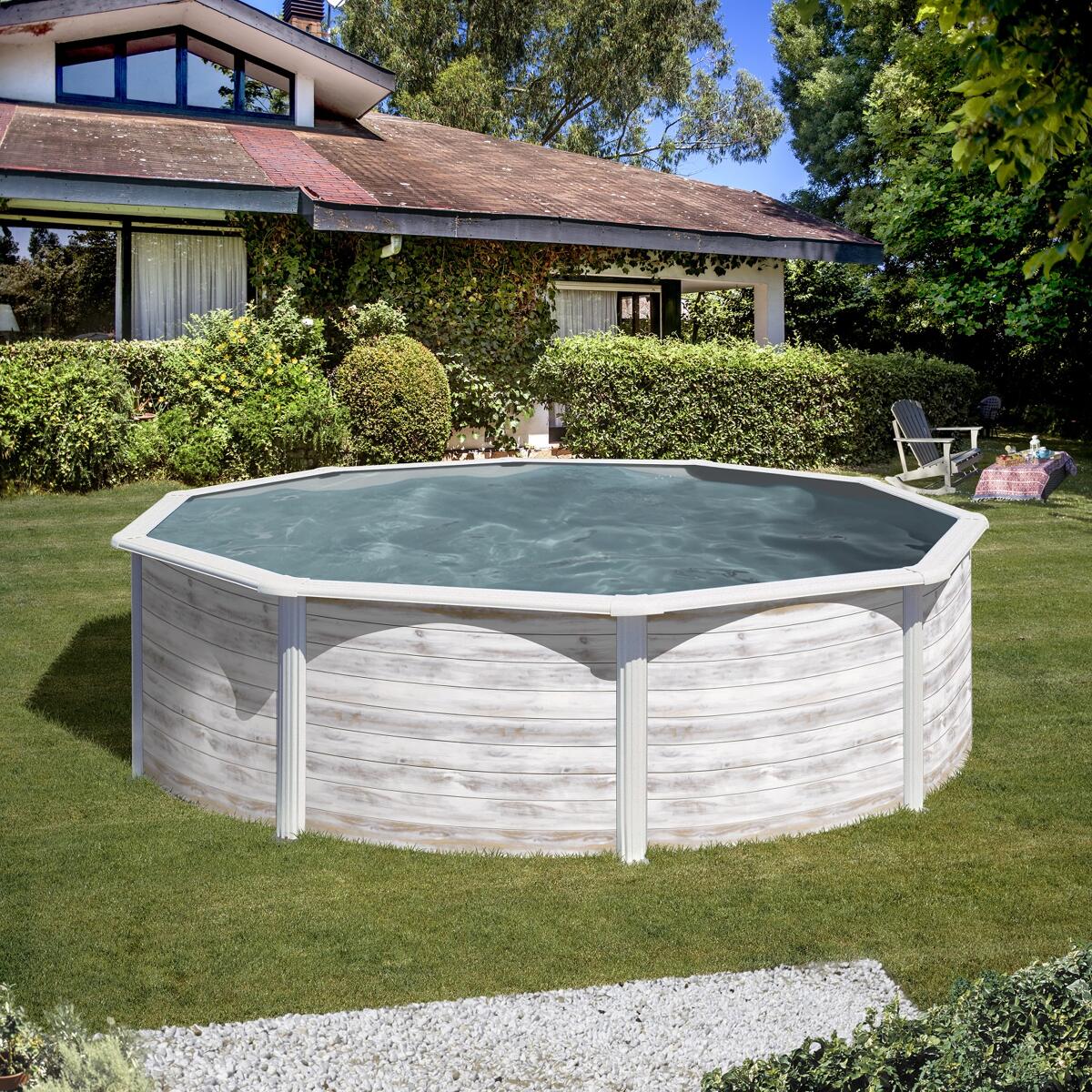 Gre Finnland Stahlwand-Pool, Ø 350x120cm, rund, Sandfilter, weiß