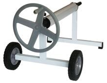 Interline Aufrollvorrichtung komplett, 330-660cm, fahrbar längs, Rollen einseitig, T-Ständer, Edelstahl