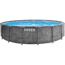 Intex Prism Greywood Frame Pool, rund, Kartuschenfilter, grau