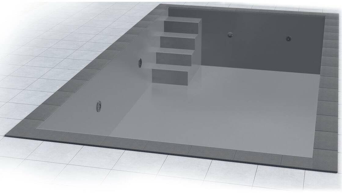 Poolfolie Grandliner Premium für Rechteckbecken mit Ecktreppenausbildung Variofit 58cm links, 600x300x150cm, anthrazit