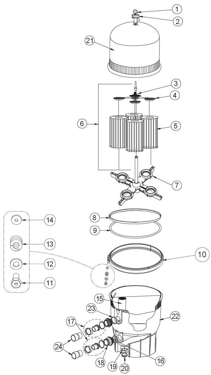 Pentair Kartuschenhalter unten für Poolfilter Clean & Clear Plus