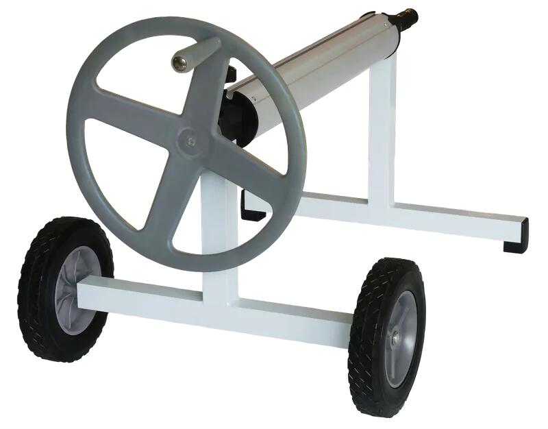 Interline Aufrollvorrichtung komplett, 330-660cm, fahrbar längs, Rollen einseitig, T-Ständer, Edelstahl