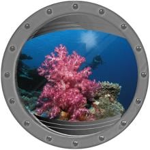 Poolaufkleber, Fotomotiv Bullauge 4, Koralle pink