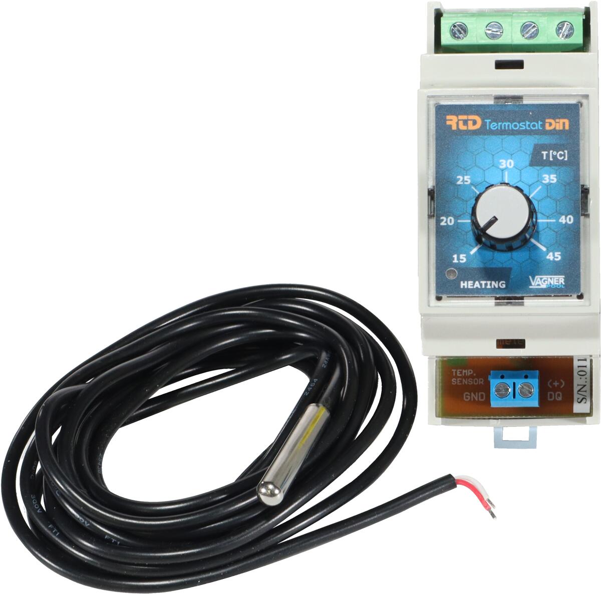 Vagner Pool elektronisches Thermostat für Schaltkasten, DIN-Schienen-Montage