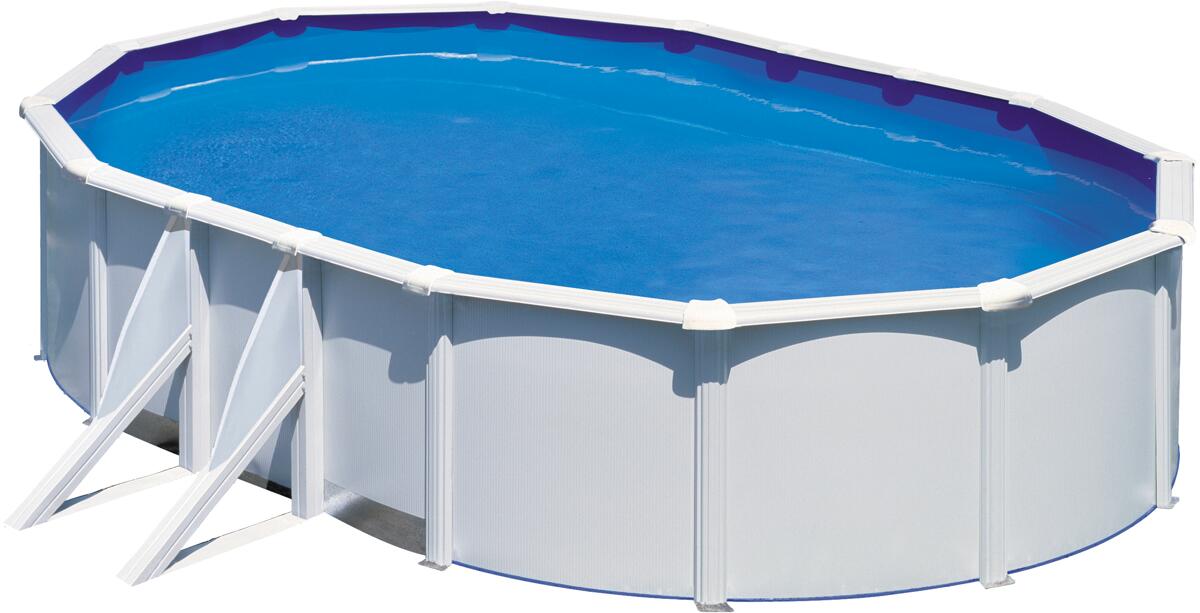 BWT 72969 myPool Feeling Stahlwand-Pool, 610x375x132cm, oval, Sandfilter, Abdeckplane, weiß