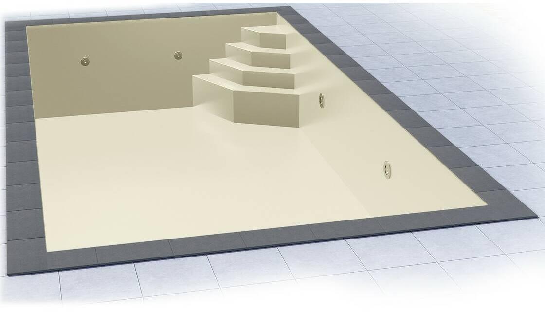Poolfolie Grandliner Celsius für Rechteckbecken mit Ecktreppenausbildung Smaragd rechts, 700x350x150cm, sandfarben