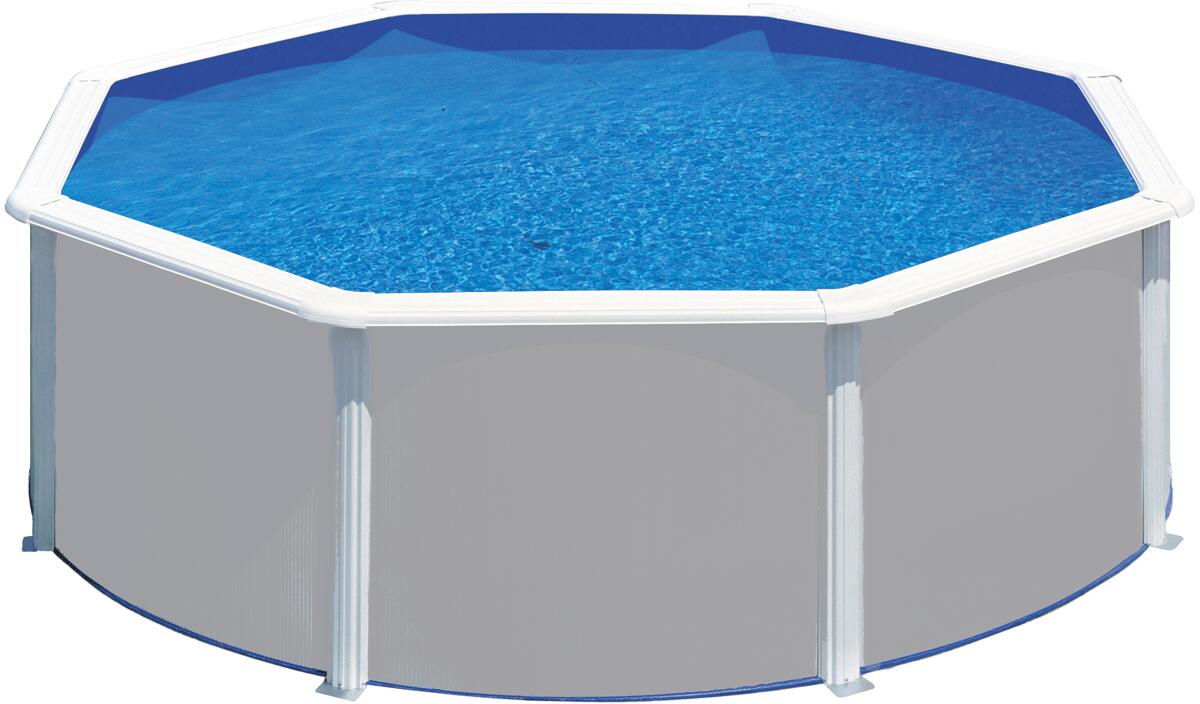 BWT 70170 myPool Feeling Stahlwand-Pool, Ø 550x132cm, rund, Sandfilter, Abdeckplane, grau