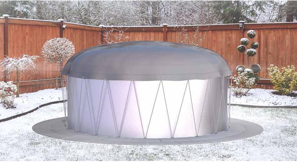 Trend Pool Aufblasbare Poolplane, oval, 600x300cm, Holzbefestigung inkl. Spannseil, hellgrau