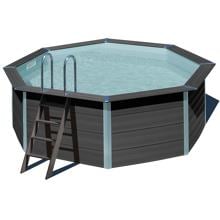 Gre Avantgarde WPC-Pool Set, Ø 410x124cm, rund, Sandfilteranlage, Treppe