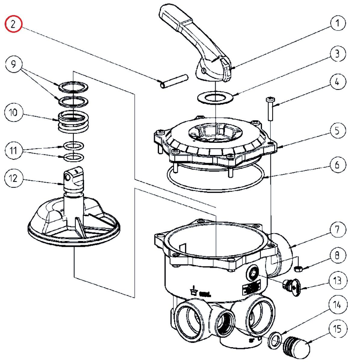 Peraqua Kunststoffbolzen für Rückspülventil V6 SM 1 1/2", 8x50mm