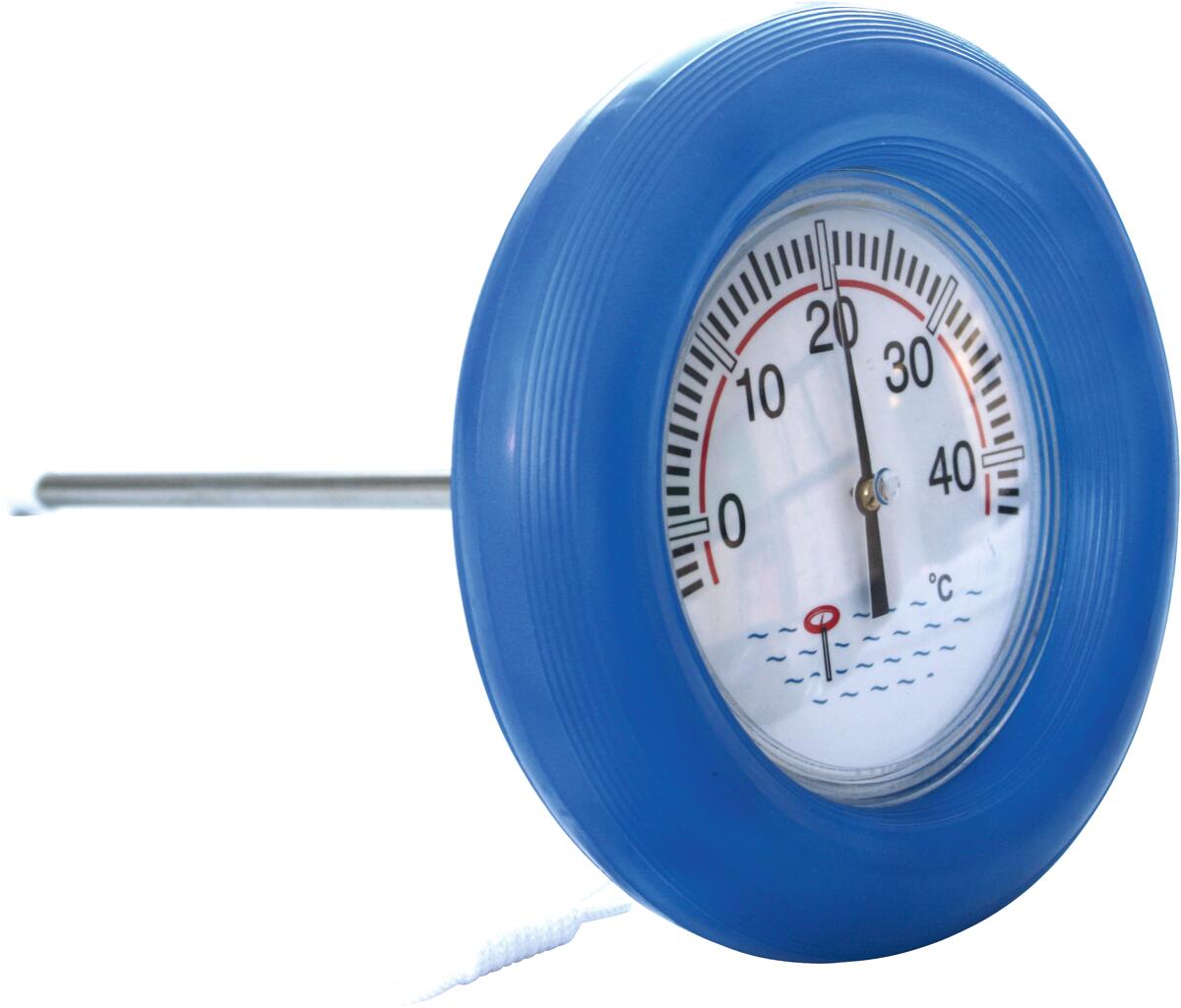 Poolthermometer Wassertemperaturmessung, kreisförmig, mit Schnur, blau