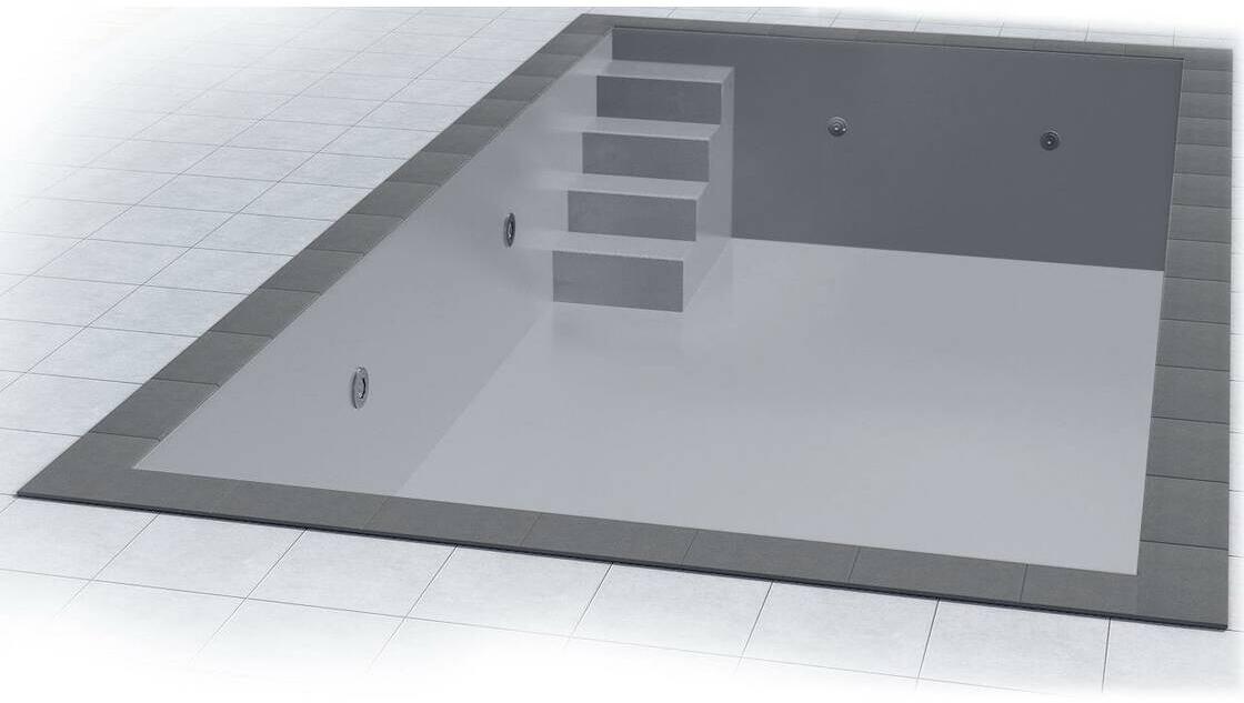 Poolfolie Grandliner Celsius für Rechteckbecken mit Ecktreppenausbildung Variofit 58cm links, 800x400x150cm, hellgrau