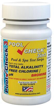 Poolcheck 3 in1 Teststreifen für Poolwasser, Gesamtalkalität, pH-Wert, freies Chlor, 50 Stück