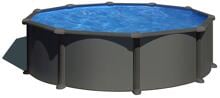 Gre Juni WPC-Pool Set, Ø 460x132cm, rund, Sandfilteranlage, Sicherheitsleiter, Bodenschutzvlies, Anthrazitoptik